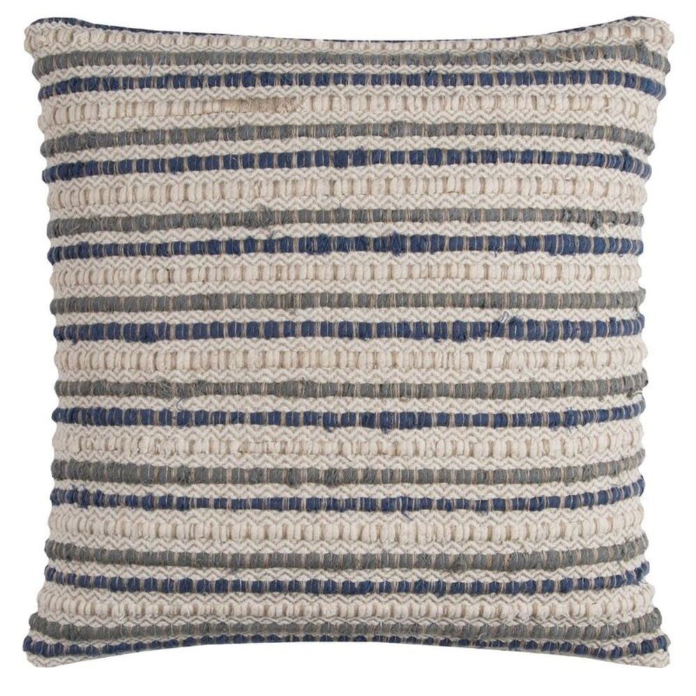 20"x20" Oversize Striped Square Throw Pillow Cover Blue - Rizzy Home